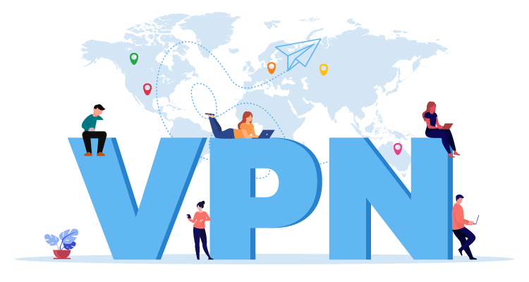 People using VPN on diffrent devices across the world